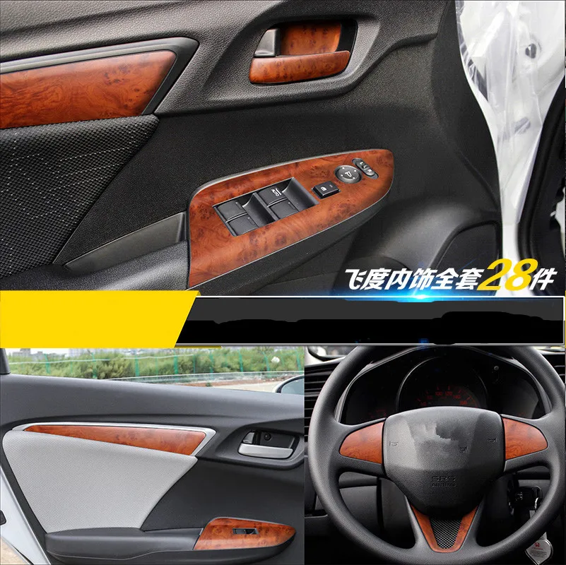 Полный комплект из углеродного волокна пленка для модификации интерьера Honda Fit 2014