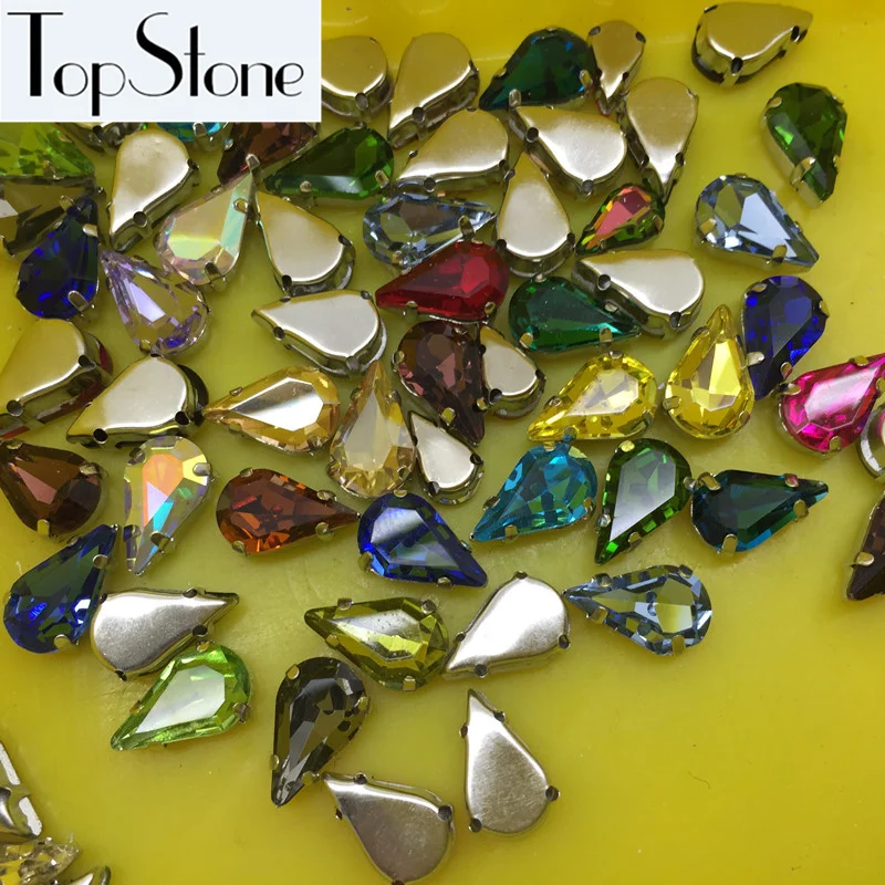 TopStone 5x8 6x10 мм 8x13 мм каплевидные пришивные стразы из стекла высокого качества с кристаллами