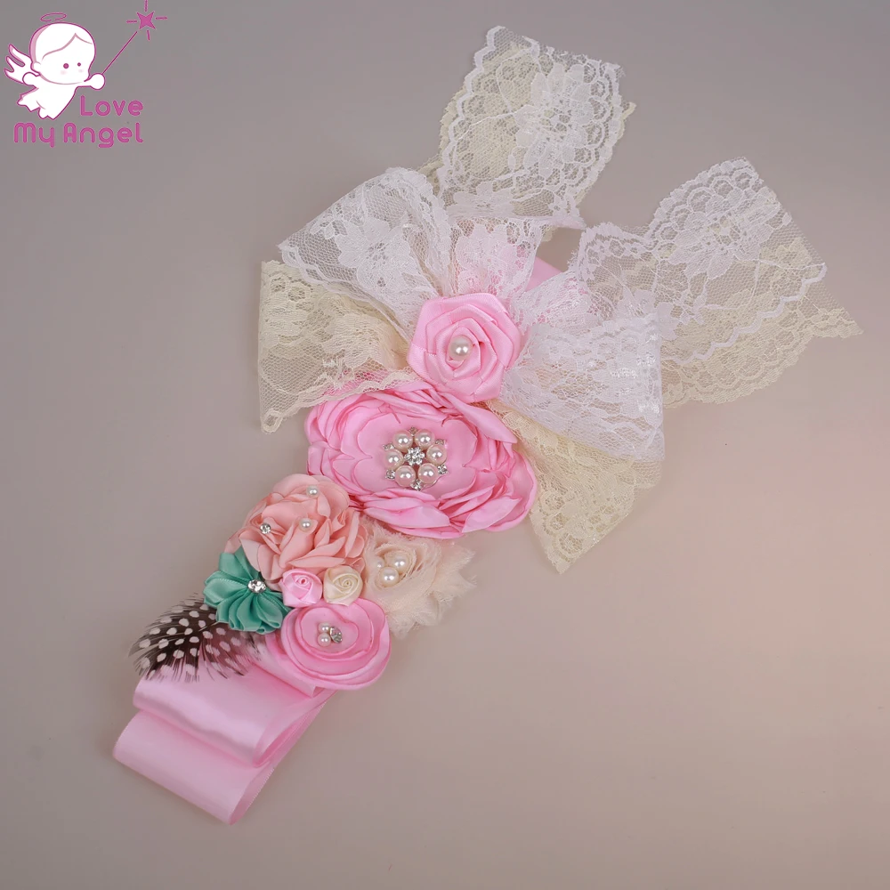 1 шт. розовый пояс с цветочным узором для девочек новорожденных детское свадебное