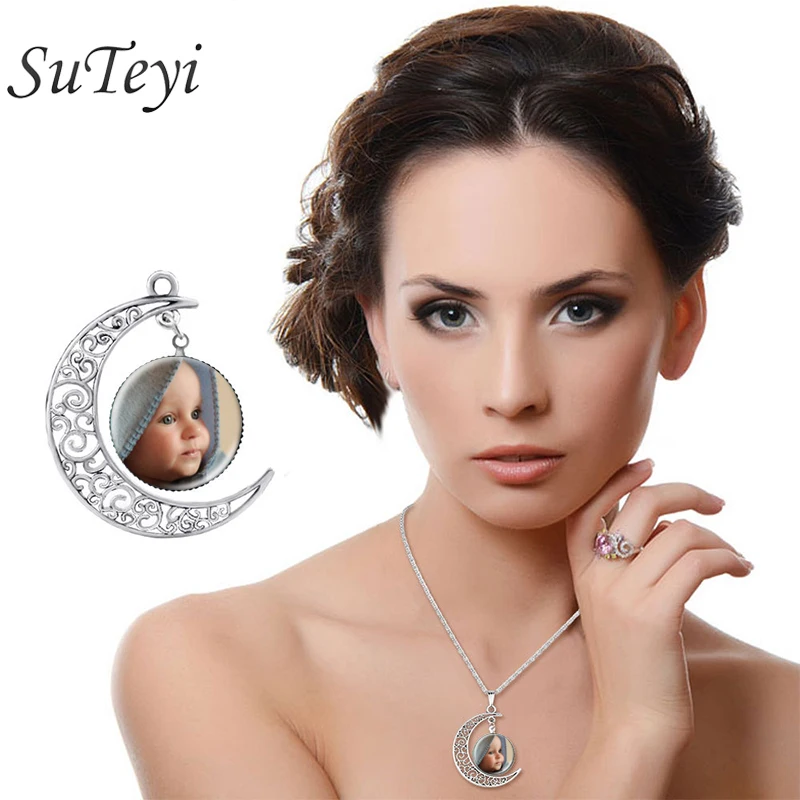 Персонализированное ожерелье с кулоном для фотографий Детские лунные ожерелья