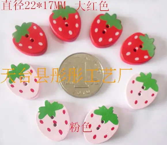 

Wood Sewing Buttons Scrapbooking Strawberry Shape Mixed 2 Holes Painted 22mmx17mm,50PCs