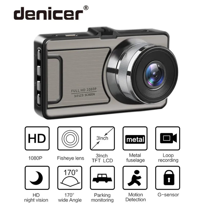 Denicer Dash Cam 3 0 дюймовый экран камера Full HD 1080P Автомобильный регистратор видео