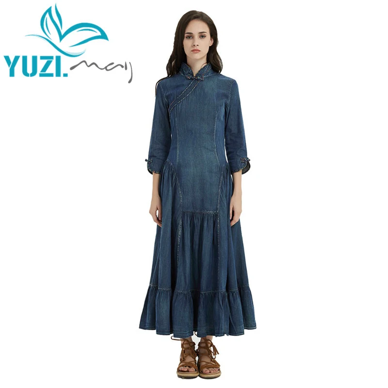Женское джинсовое платье Yuzi.may в стиле бохо, новое осеннее винтажное платье с воротником-стойкой, Элегантное Длинное Платье-трапеция, A5231, 2018
Женское джинсовое платье Yuzi.may в стиле бохо, новое осеннее винтажное платье с воротником-стойкой, Элегантное Длинное Платье-трапеция, A5231, 2018