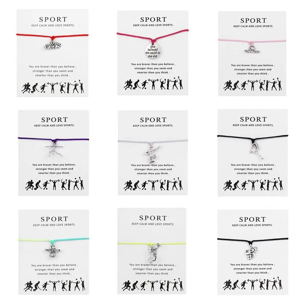 Модные серебряные спортивные шармы для гимнастики волейбола браслеты женщин и
