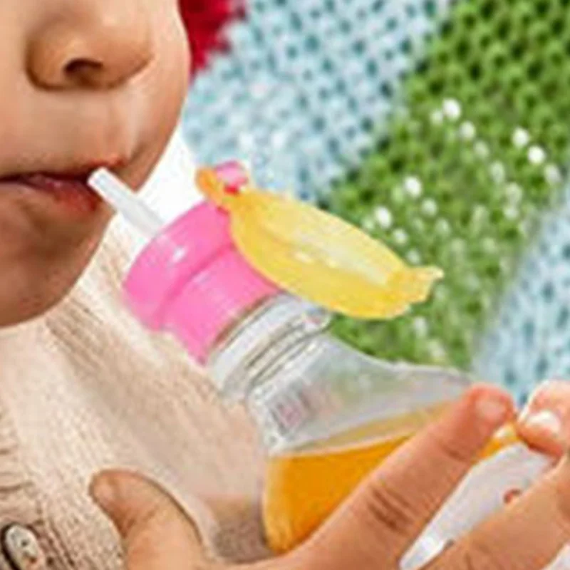 

NEW Portable Spill Proof Juice Soda Water Bottle Twist Cover Cap With Straw Safe Drink Straw Sippy Cap Feeding for Kids