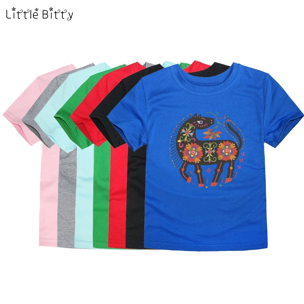 Детская одежда Little Bitty 2019 для девочек футболки с лошадью детей мальчиков детские