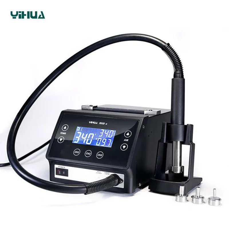 YIHUA 993D 1300 Вт ЖК сенсорный экран без свинца паяльная станция горячего воздуха
