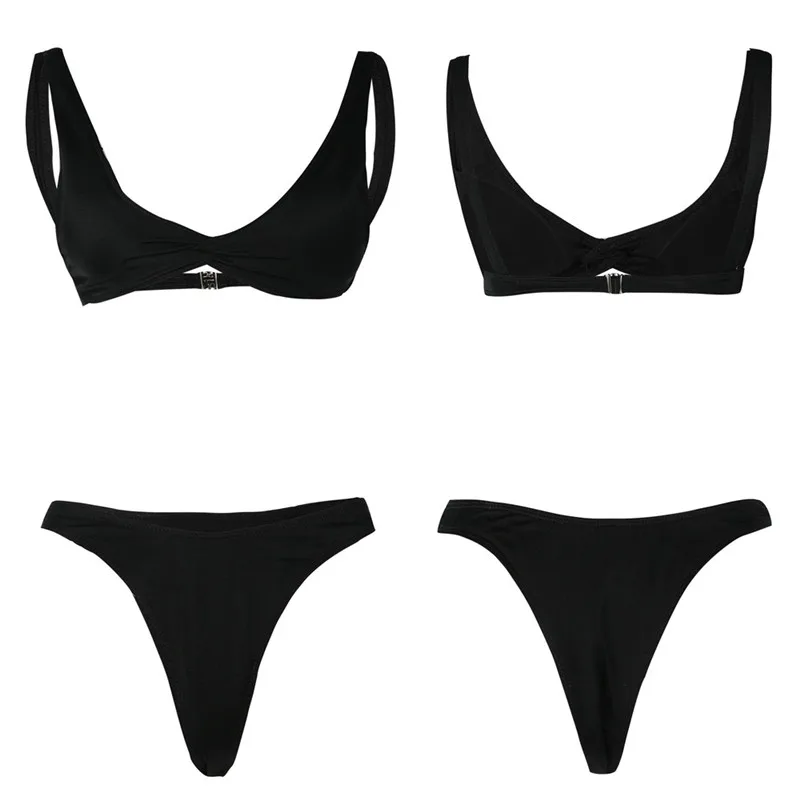 Women Bikini 2018 Sexy Push Up Set Cross Solid Swimsuit Female Swimwear Summer Beach Bathing Suits Brazilian |