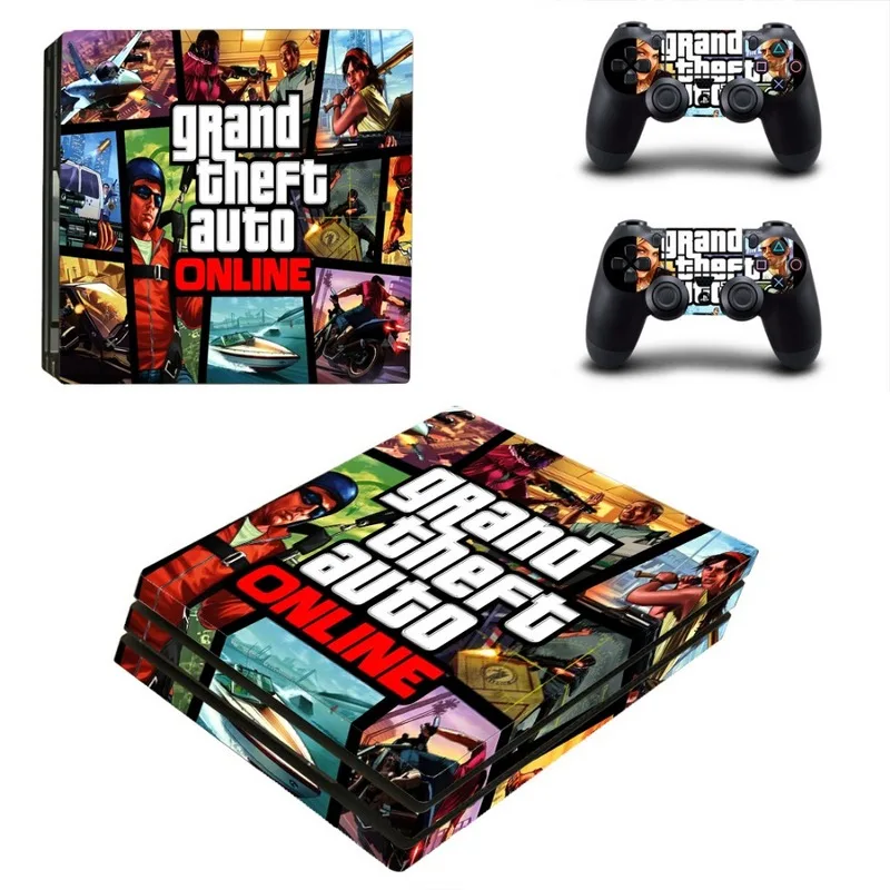 Виниловая наклейка GTA Style для Sony PS4 Pro консоль и 2 контроллера [ad Обложка аксессуары