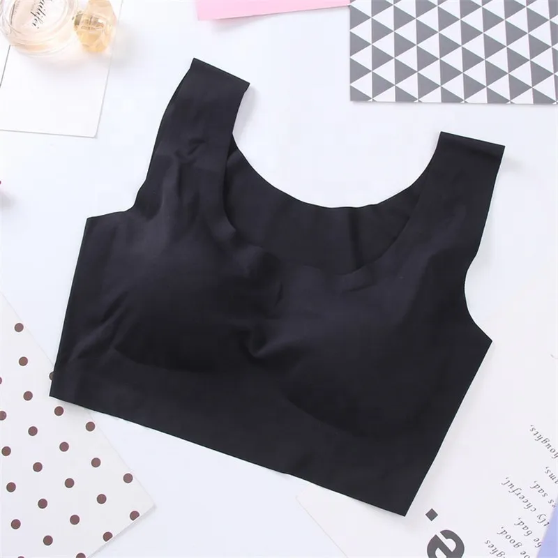 100pcs/2019New Design Wholesale Comfortable Daily Seamless Common Sports Bra Plain Wirefree Ice Silk Sleep Bra for Woman