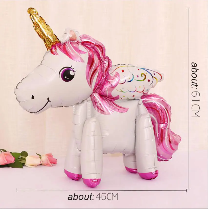 light pink wings Алюминиевая фольга Единорог воздушный шар День рождения детей день рождения воздушные шары для украшения вечеринок ребенок полная луна празднование балон - Цвет: light pink wings