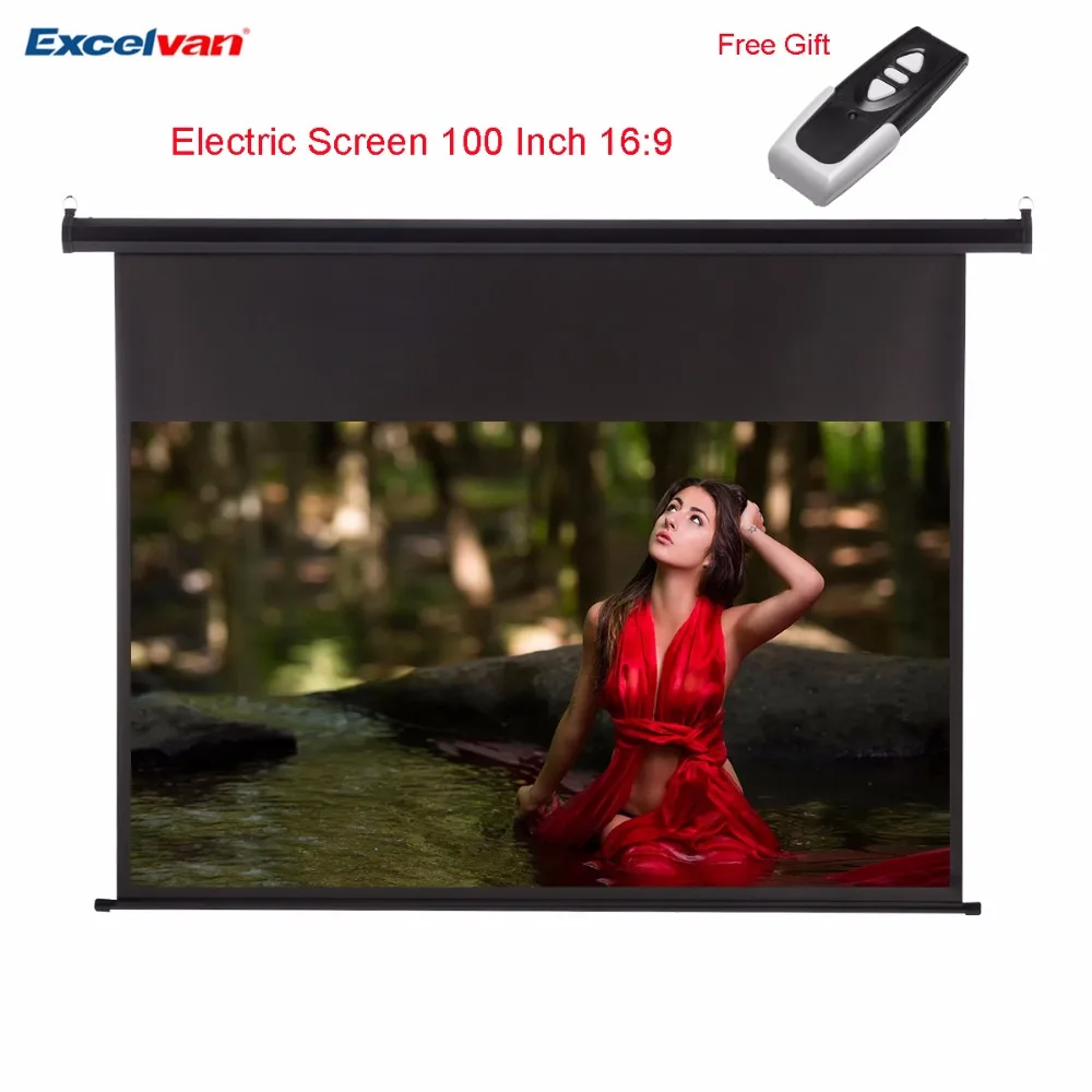 Excelvan HD 100 дюймов 16:9 электрический экран для 3D ЖК DLP проектора Поддержка настенного потолочного крепления моторизованный проекционный экран