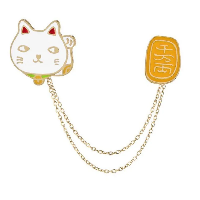 Женская эмалированная брошка Lucky Cat симпатичная нежная из сплава с капельным
