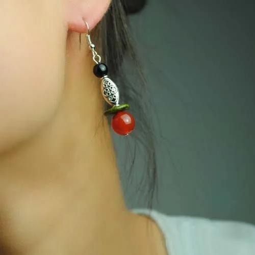 Модные Винтажные висячие серьги тибетские серебряные покрытые этническими