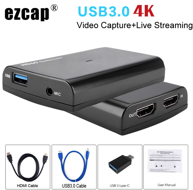 4K 1080P 60fps HDMI телефон игра Захват карты микрофон видео запись коробка для PS3 PS4 Xbox видеокамера Twitch Hitbox Youtube прямая передача