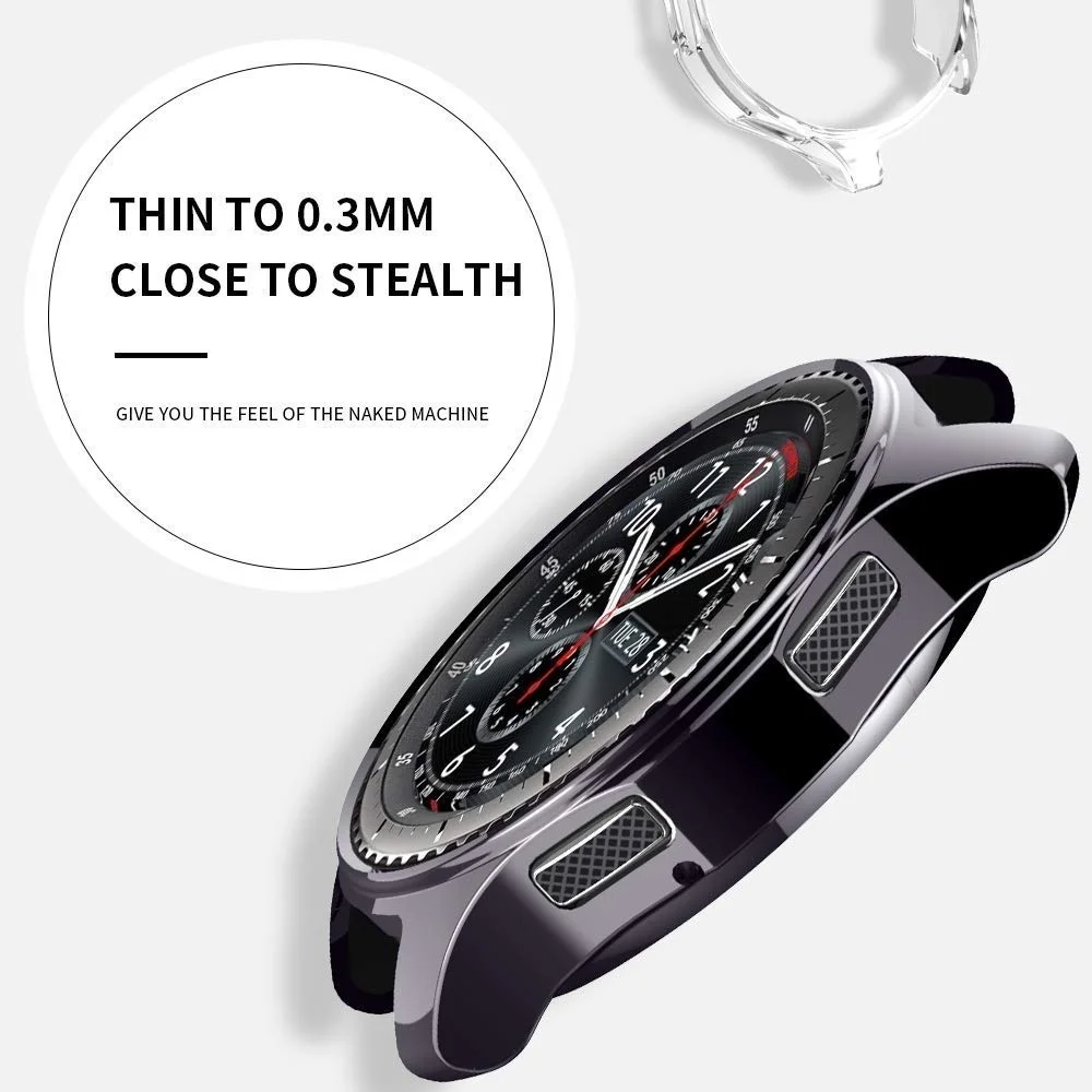 Часы чехол для Samsung Gear s3 часы 46 мм мягкий ТПУ покрытием по всей поверхности экрана