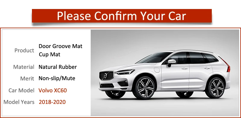 Противоскользящий резиновый коврик для ворот и чашки VOLVO XC60 2018 2019 2020 2nd Gen R Design