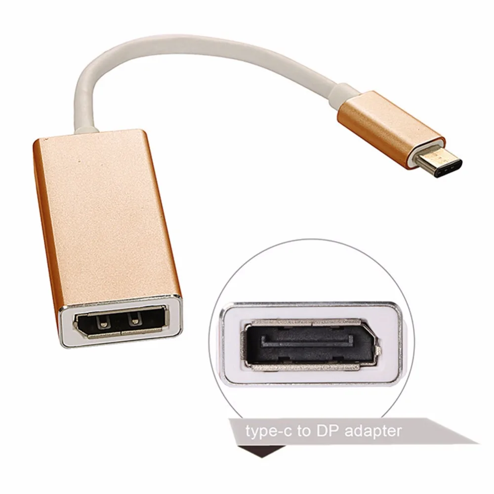 Адаптер USB Type C для DisplayPort из алюминия с разъемом Male DP Female поддержка 4K UHD