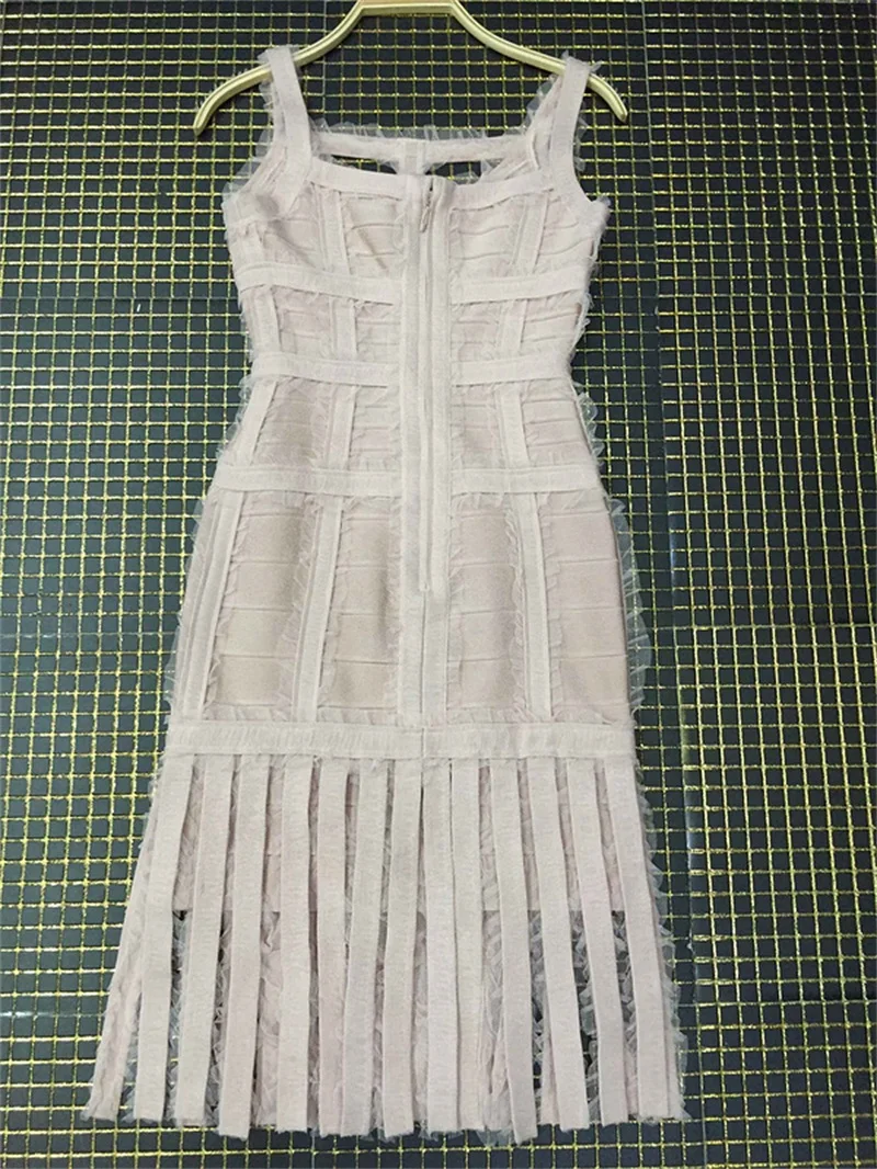 2018 Одежда высшего качества район Сексуальная Спагетти ремень новый Cut Out Fringe низ