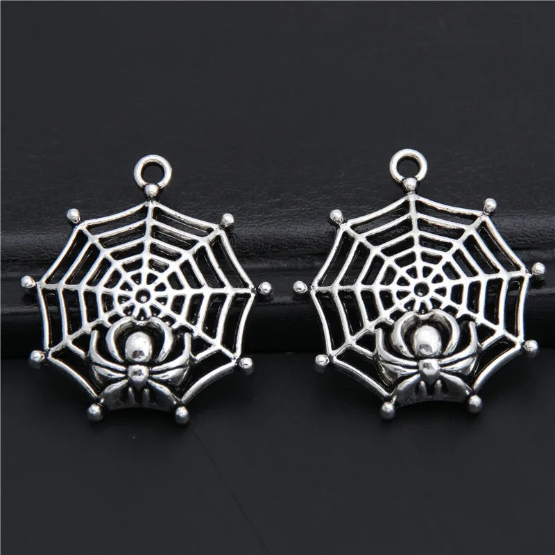 

10pcs Silver Color Cobweb Charms Spider Web Pendant For Jewlry Making A2952