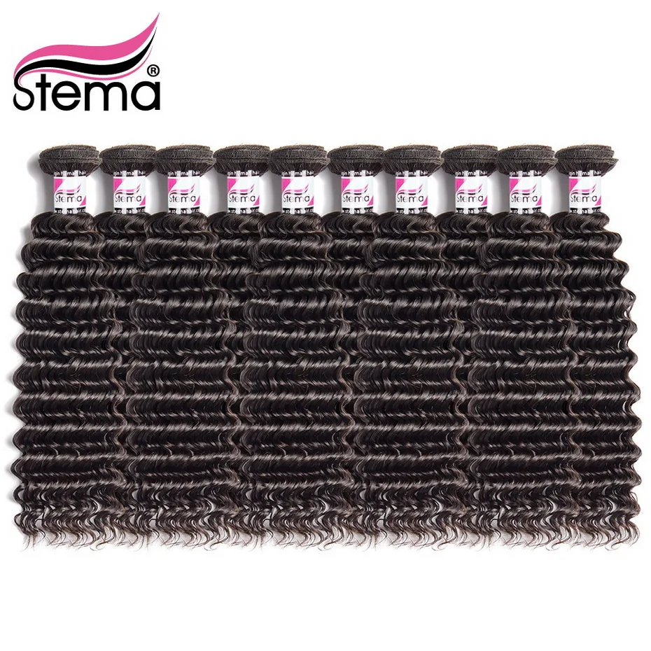 Фото Stema необработанные бразильские волосы переплетение глубокая волна пучки 10
