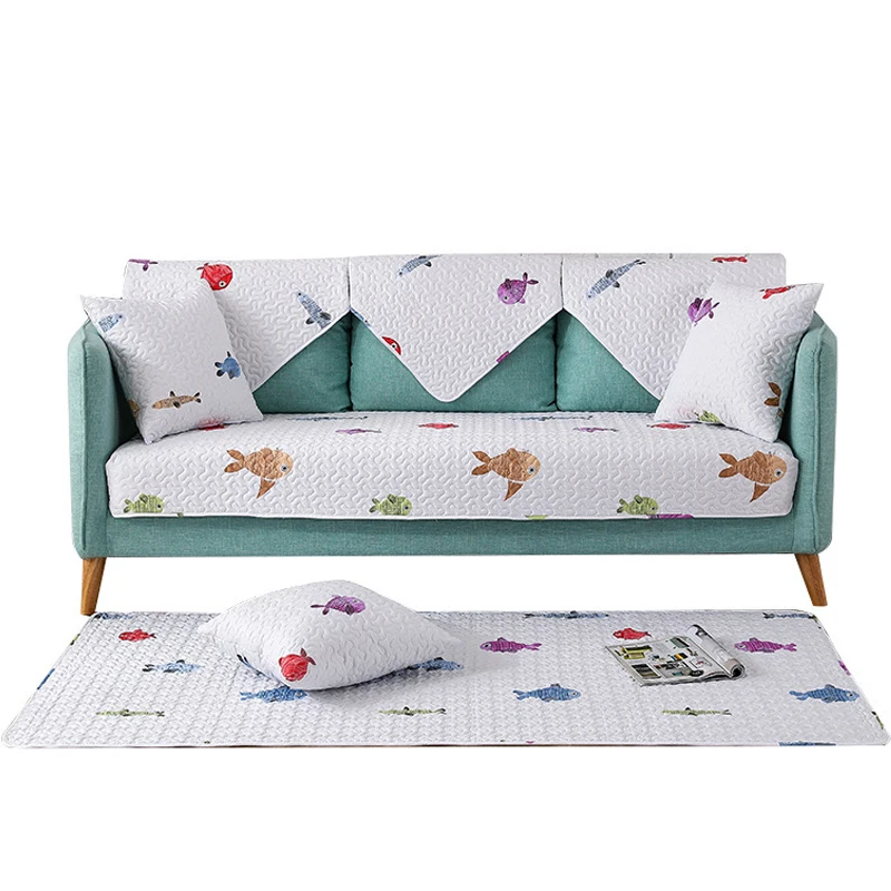 100% Хлопковое полотенце на диван с рисунком рыбы тканевые Чехлы толстые чехлы