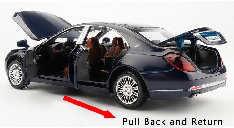 1:32 Maybach S600 литье обратно в металлическая модель автомобиля игрушка высокого моделирования звук и свет 6 двери автомобиля игрушка детский подарок