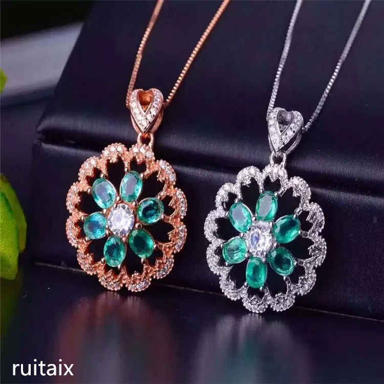 KJJEAXCMY boutique jewels S925 чистое серебро натуральный изумруд инкрустация Колье ювелирные