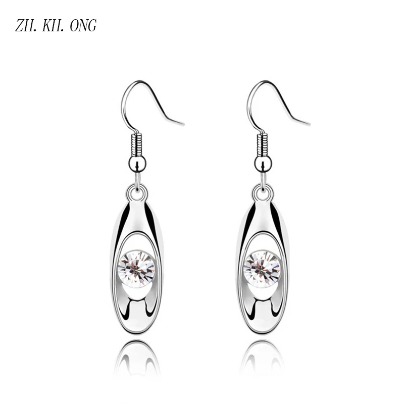 Ж. KH. онг модные длинные Oval Drop колошения для Для женщин Серебряный Цвет мотаться
