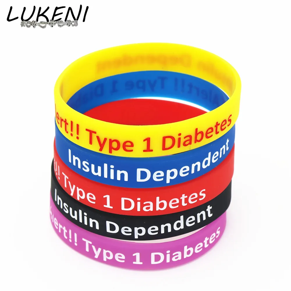 

LUKENI 1PC Diabetic Bracelets Medical Alert Type 1 Diabetes Insulin Dependent Silicone Wristband Armband Nurse Bangles SH043