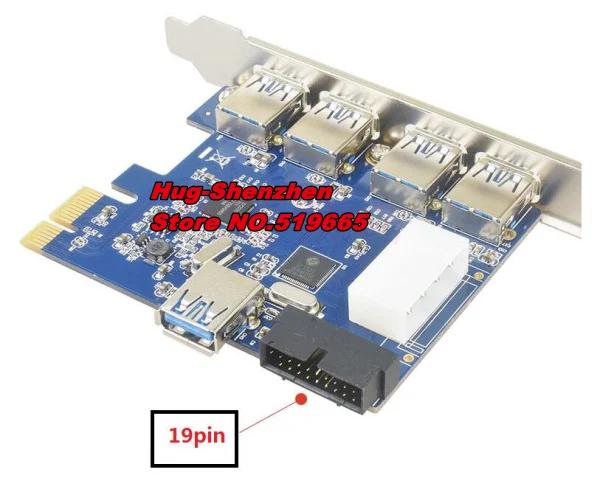 Супер скорость PCIE до usb3.0 5 портов + 19pin/20pin USB3.0 карта расширения с IDE 4pin портами для