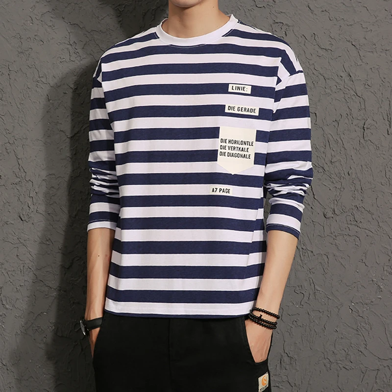 Хорошее Новинка 2017 года осень зима Мужская футболка с длинными рукавами круглым