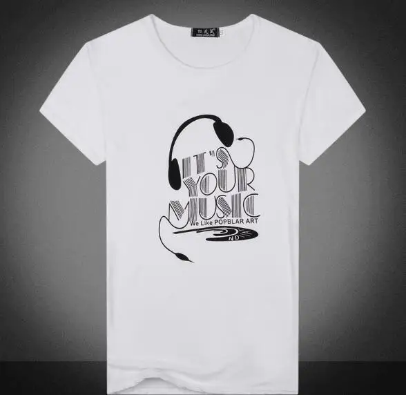 New short sleeve T-shirt for young men earphone casual printed doll men's wear cross-border express sale Мужская одежда