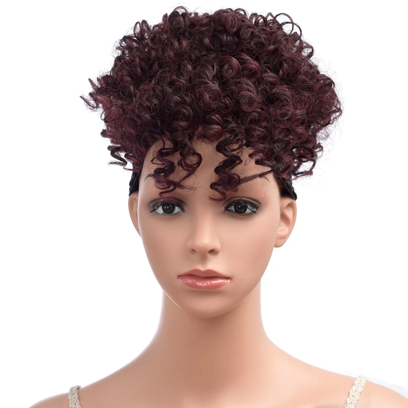 DinDong короткий афро кудрявый Updos парик синтетический зажим в основы конский хвост наращивание волос хвост накладные волосы конский хвост с челкой