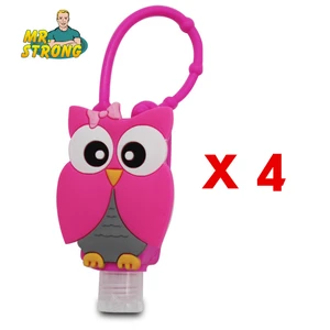 4 шт.лот, антибактериальный портативный держатель для дезинфекции для рук, силиконовая ванночка с рисунком совы, работает с пустыми бутылками, 4 шт.