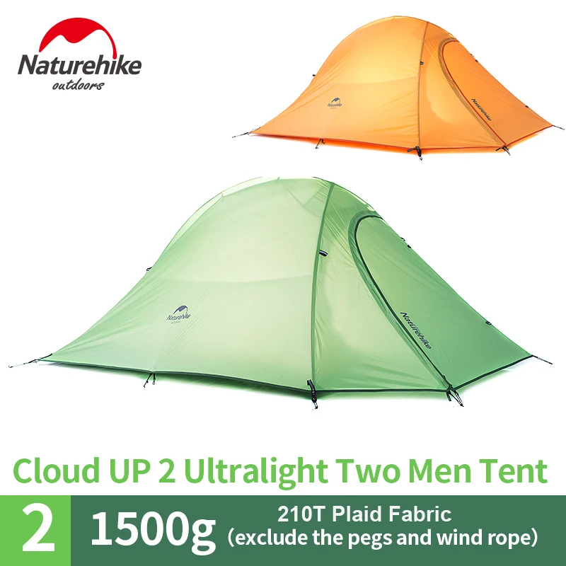 NatureHike 2 человека Сверхлегкий кемпинговый тент 20D силикон/210 T клетчатая ткань водонепроницаемый тент двухслойный Поход Кемпинг палатка