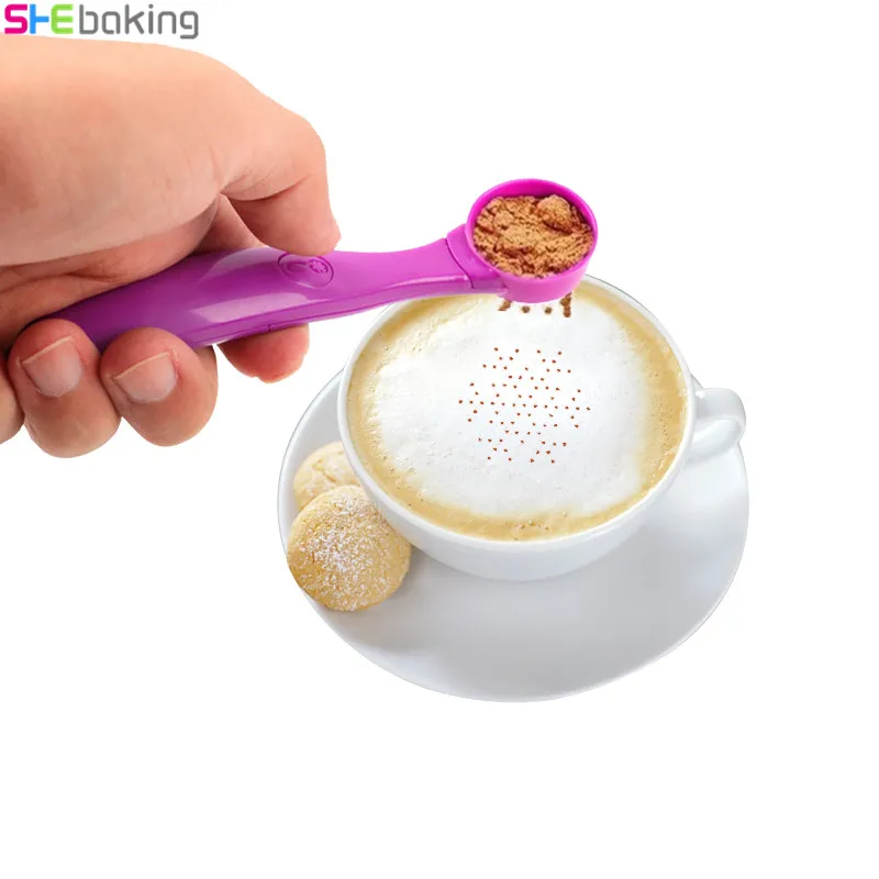 Shebaking Волшебная ложка для специй 16 шаблонов электрический набор Латте художественные трафареты десертная кофейная ложка для вырезания молока DIY инструмент для украшения торта
