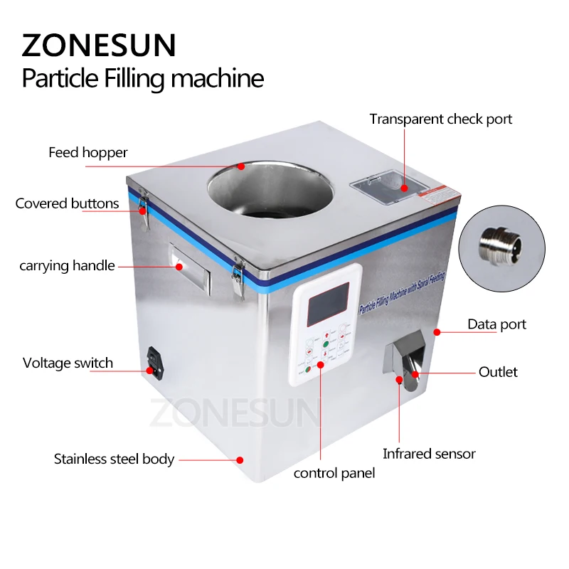 ZONESUN машина для упаковки чая розлива саше аппарат банок гранул медицинская