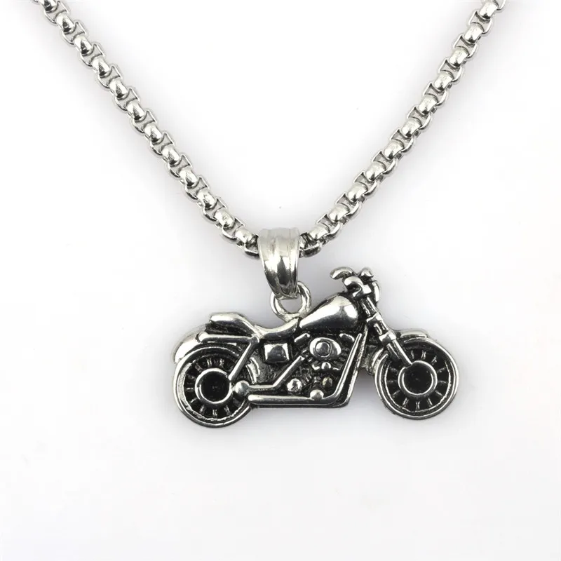 

Personalized Motorcycle Pendant Chain Biker Punk Gothic Necklace For Men Vintage Stainless Steel Chain Handmade Jewelry