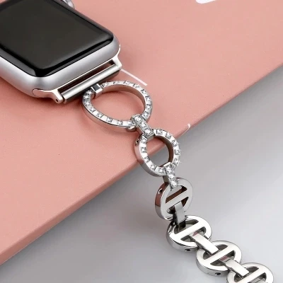 Ремешок из нержавеющей стали для Apple Watch Band стразы металлический браслет со