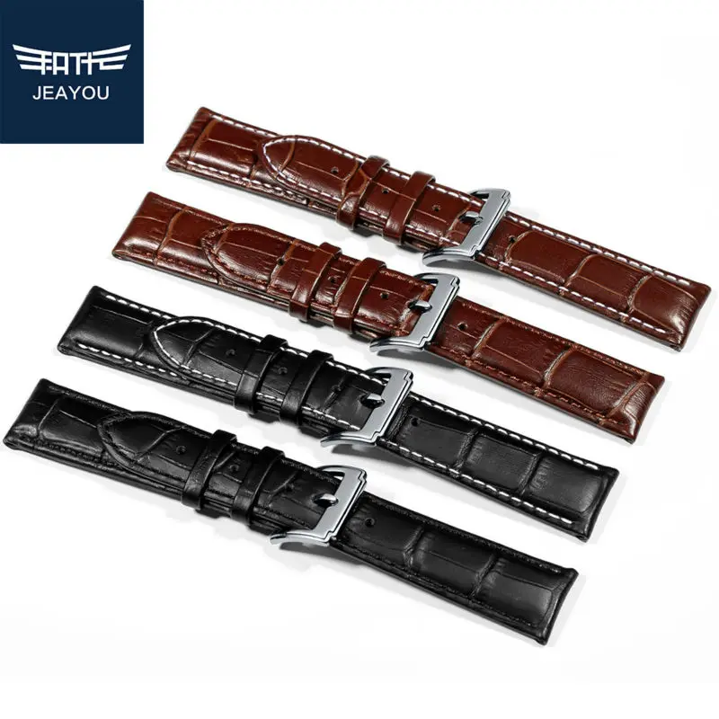 Мужские Ремешки для наручных часов JEAYOU из натуральной кожи Casio/Seiko/Mido с пряжкой