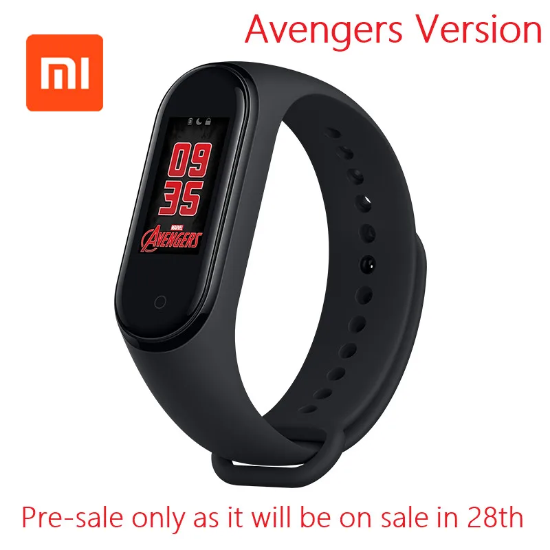 Avengers Ver. Black Xiaomi Mi-браслет 4 для спорта, сна, сердечного ритма, фитнеса, 135 мА/ч, цветной AMOLED экран, Bluetooth 5,0, Xiaomi Mi-браслет 4 - Цвет: Avengers Ver. Black