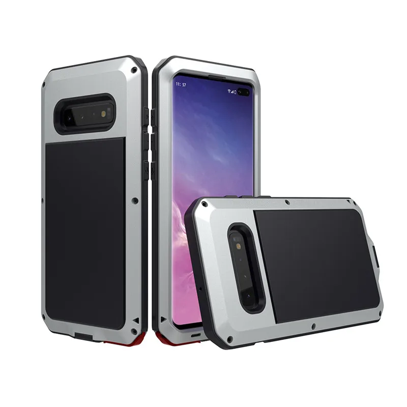 Серебристый Металлический силиконовый чехол для samsung S10 E S9 S8 Plus S7 Edge противоударный защитный Алюминиевый сверхпрочный защитный чехол Doom для Note8 9 - Цвет: Серебристый