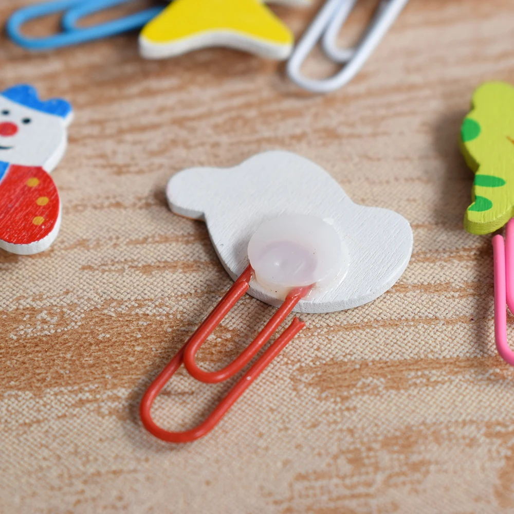 12 шт. в упаковке милые животные цифровая печать росписи с деревянным Бумага клип