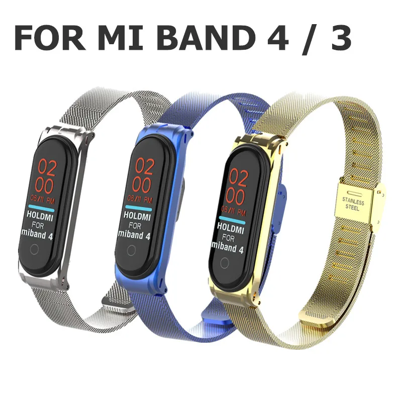 Металлический браслет из нержавеющей стали для Mi Band 4 3 наручный ремешок Xiaomi