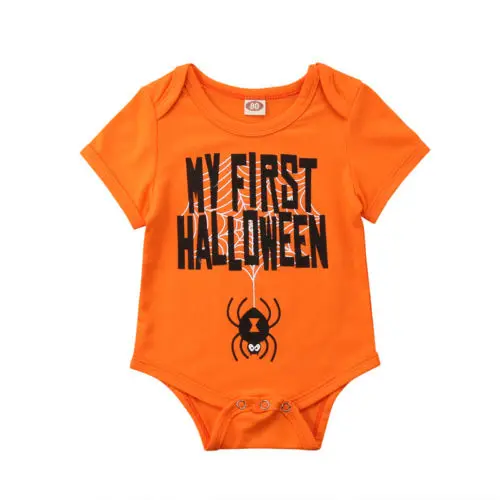 MY FIRST halloen/Одежда для новорожденных мальчиков и девочек Хлопковое боди с