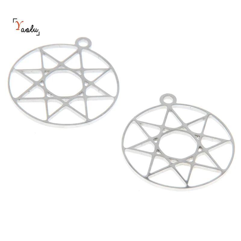 

5 шт./лот, подвеска в форме октаграммы, 8-конечная Геометрическая эмблема, амулет, талисман, звезда, многоугольник, подвеска из нержавеющей стали, 30x28 мм