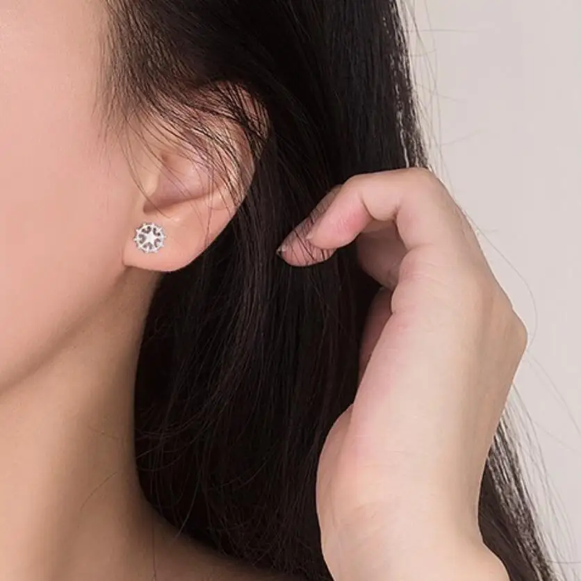 New Simple Beautiful Zircon Full Star Stud Earrings Trend Creative Pendientes Jewelry Boucle D'oreille SAE76 | Украшения и