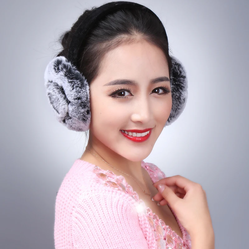 Женские зимние теплые наушники LIYAFUR натуральный мех кролика рекс|winter earmuff|fur