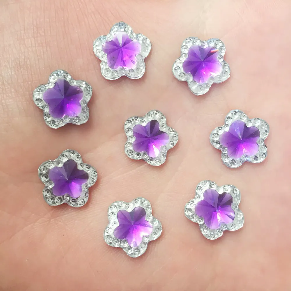 80pcs shiny Resin Double-Color 12mm Flower flatback rhinestone Ornaments DIY Wedding appliques craft SW31*2 | Дом и сад